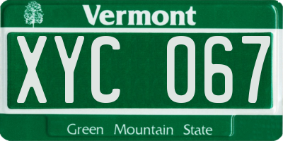 VT license plate XYC067