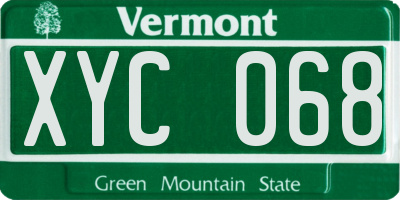 VT license plate XYC068