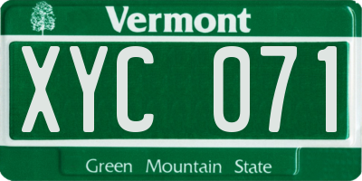 VT license plate XYC071