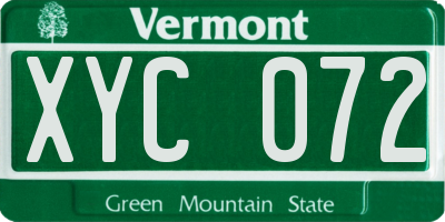 VT license plate XYC072
