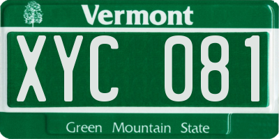 VT license plate XYC081