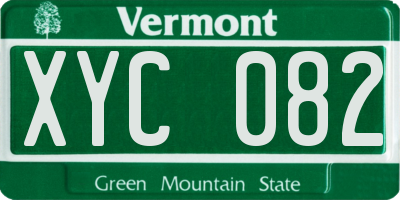 VT license plate XYC082