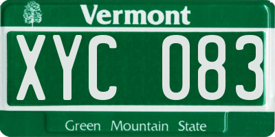 VT license plate XYC083