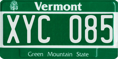 VT license plate XYC085