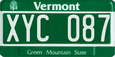 VT license plate XYC087