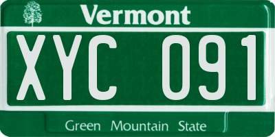 VT license plate XYC091