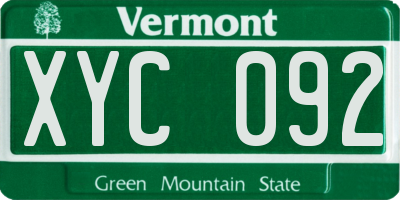 VT license plate XYC092