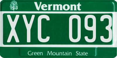 VT license plate XYC093