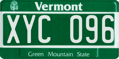 VT license plate XYC096