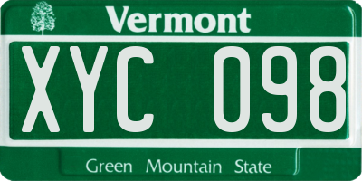 VT license plate XYC098
