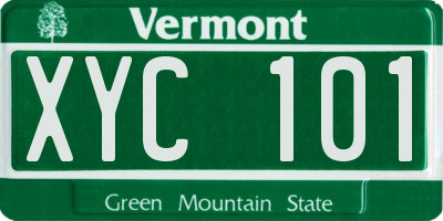 VT license plate XYC101