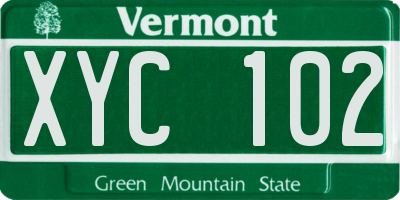VT license plate XYC102