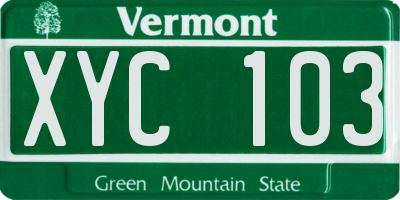 VT license plate XYC103