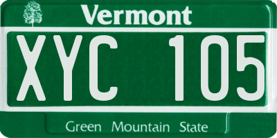 VT license plate XYC105