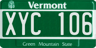 VT license plate XYC106