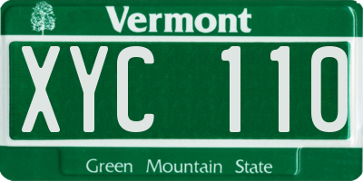 VT license plate XYC110