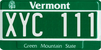 VT license plate XYC111