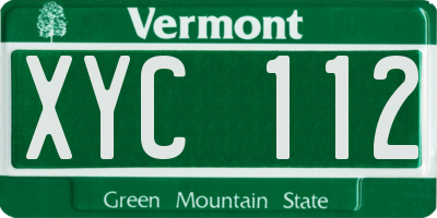 VT license plate XYC112