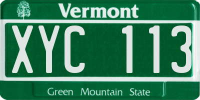 VT license plate XYC113