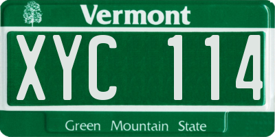 VT license plate XYC114