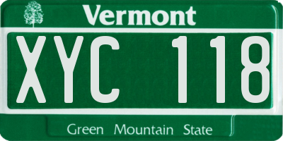 VT license plate XYC118