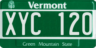 VT license plate XYC120