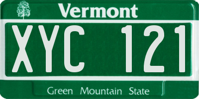 VT license plate XYC121