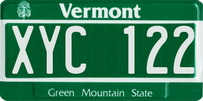 VT license plate XYC122