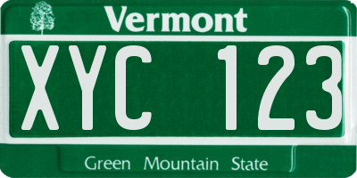VT license plate XYC123