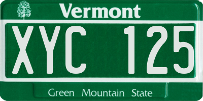 VT license plate XYC125
