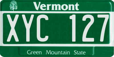 VT license plate XYC127