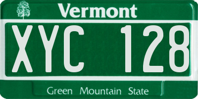VT license plate XYC128
