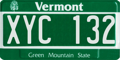 VT license plate XYC132