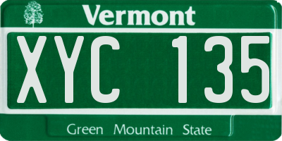VT license plate XYC135