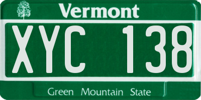 VT license plate XYC138