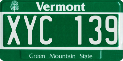VT license plate XYC139