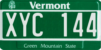 VT license plate XYC144