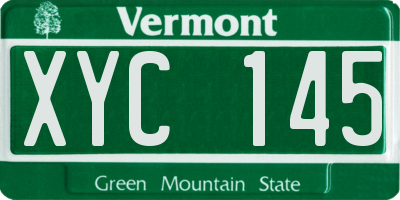 VT license plate XYC145