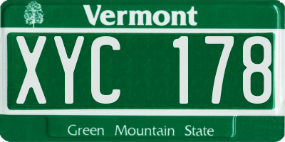 VT license plate XYC178