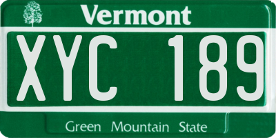 VT license plate XYC189