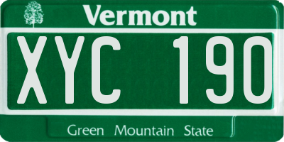 VT license plate XYC190
