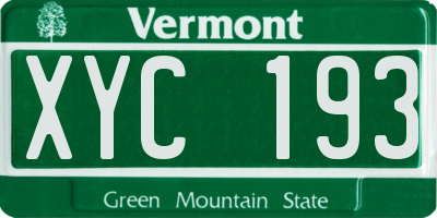 VT license plate XYC193