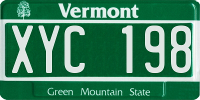 VT license plate XYC198
