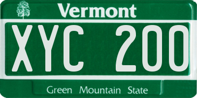 VT license plate XYC200
