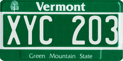 VT license plate XYC203