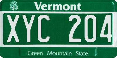 VT license plate XYC204