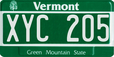 VT license plate XYC205