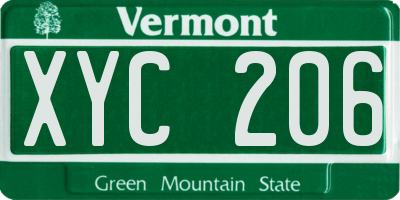 VT license plate XYC206
