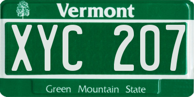 VT license plate XYC207