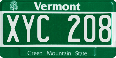 VT license plate XYC208